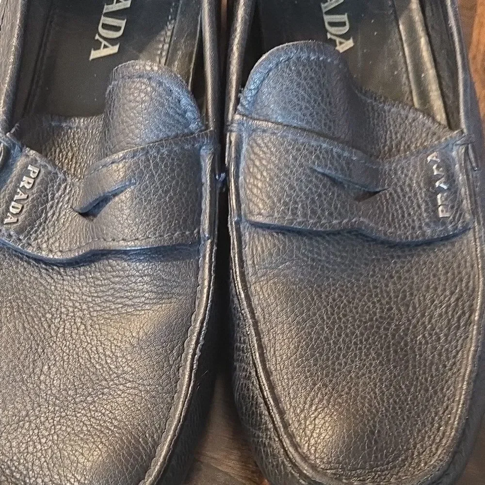 Prada Men's Textured Black Slip-On Loafers Shoes - Picture 11 of 11